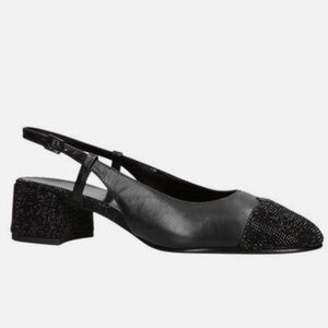 Tory  Burch Cap Toe Pave Crystal Sling Back 45mm block heel